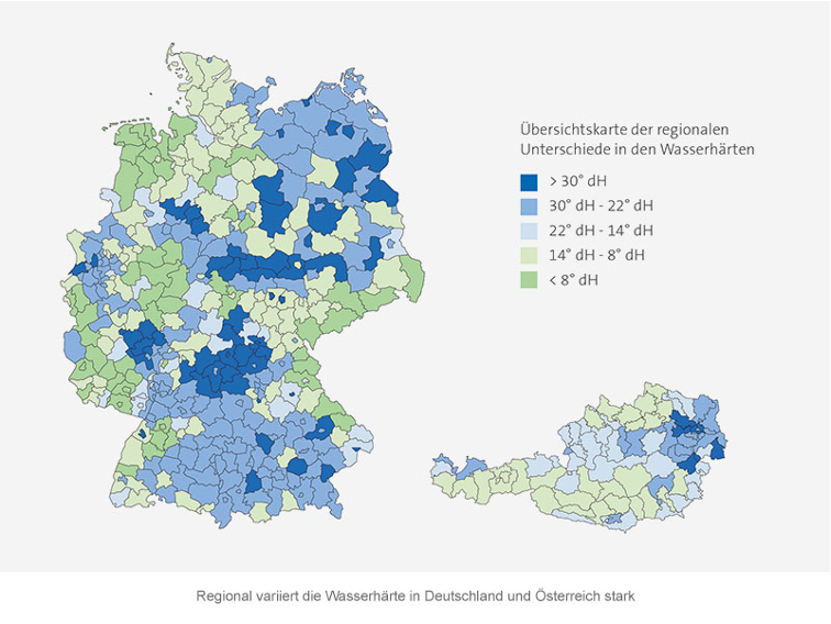 Karte der Wasserhärte in Deutschland
